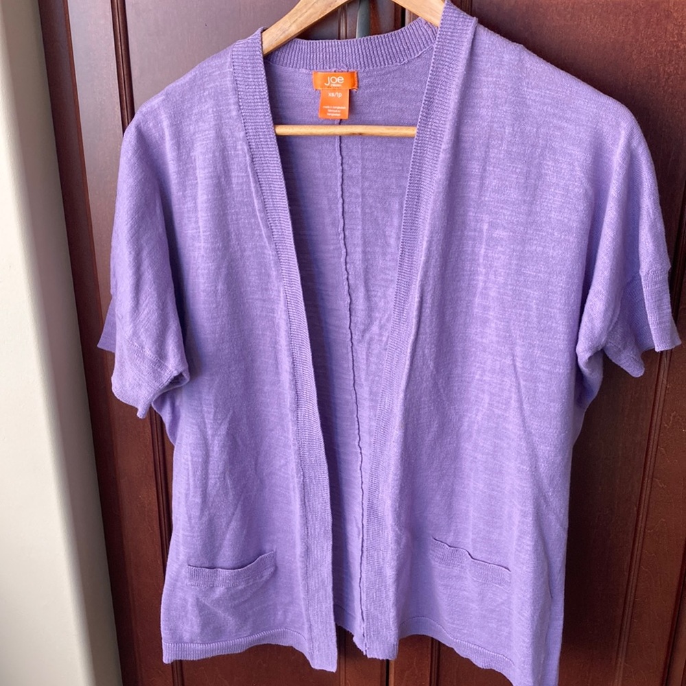 Slub Cotton Lavender Joe Fresh sort-sleeved Cardigan